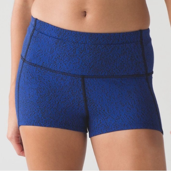 Lululemon Race Pace Tight Short Spray Jacquard Sapphire Blue Black sz. 4 - Picture 2 of 5